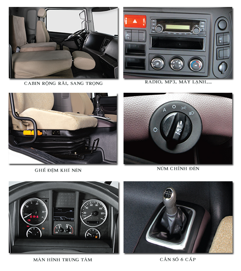 Nội thất xe tải Daewoo 2 chân 9 tấn